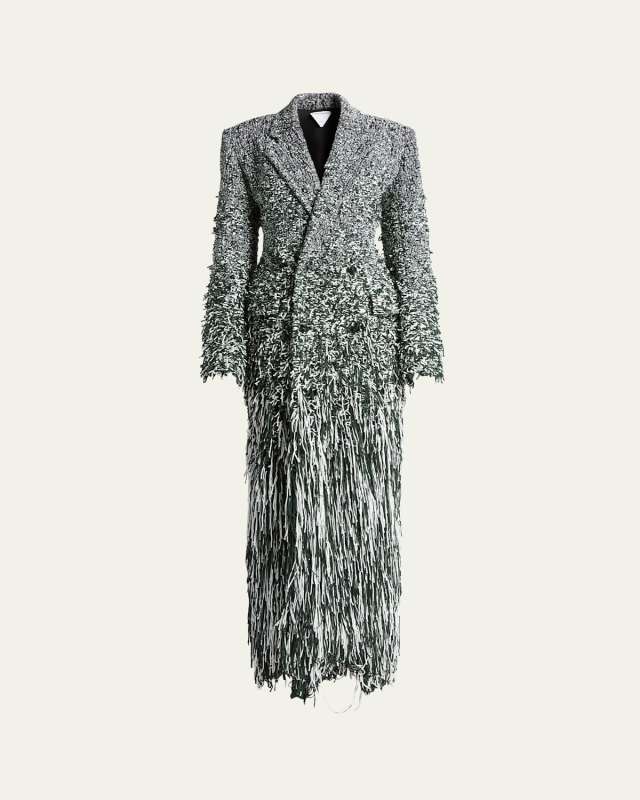 Fil Coupe Degrade Fringe Tweed Top Coat